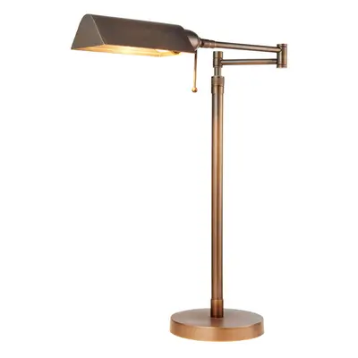 Luxury Adjustable Head Table Lamp Antique Patina Shade Metal Console Desk Light