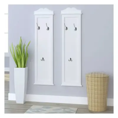 vidaXL 2x Coat Racks White Clothes Stand Door Wall Hat Hanger Holder Hook