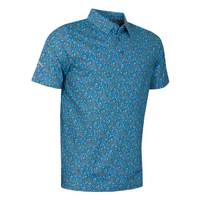 (M, Vallarta Blue) Callaway Golf Mens All Over Flamingo Ventilated Sustainable Polo Shirt