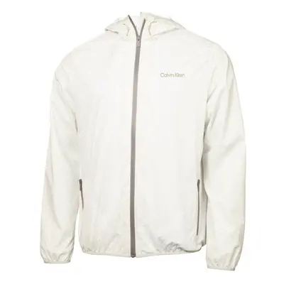 (L, White/Pale Silver) Calvin Klein Mens Nantucket Printed Windbreaker Lightweight Golf Jacket