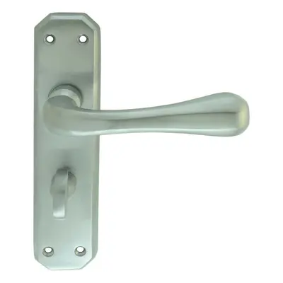 PAIR Heavy Duty Handle on Angular Bathroom Backplate x 40mm Satin Chrome