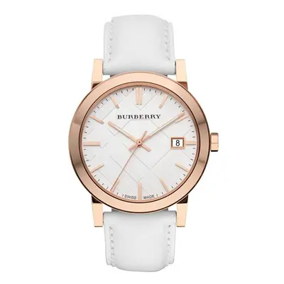 Burberry BU9012 Large Check White Leather Strap Men's Watch