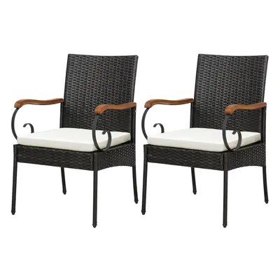 Patio Wicker Chair Set of PE Rattan Chairs w/ Soft Zippered Cushion