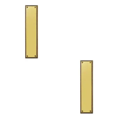 2x Georgian Door Finger Plate x 74mm Rope Design Border Polished Brass