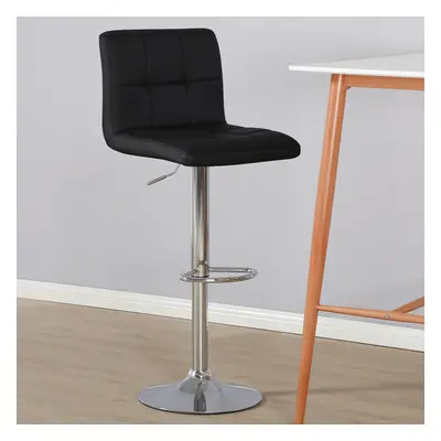 (PU Leather Black) Charles Jacobs Cube Style Adjustable Breakfast Bar Stool with Footrest