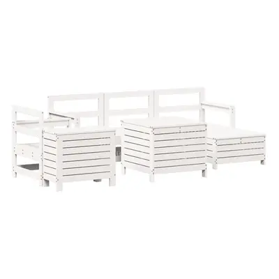 vidaXL Garden Sofa Set Piece Outdoor Sofa Corner Sofa White Solid Wood Pine