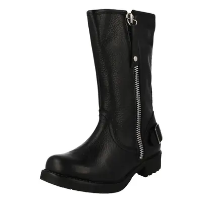 (UK 4, Black) Ladies Harley Davidson Mid Calf Biker Boots Baisley - W Fit