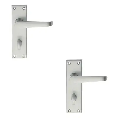 2x PAIR Straight Victorian Handle on Bathroom Backplate x 43mm Satin Chrome