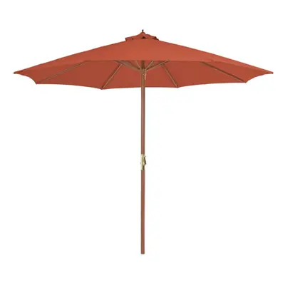 Outdoor Parasol with Wooden Pole cm Terracotta