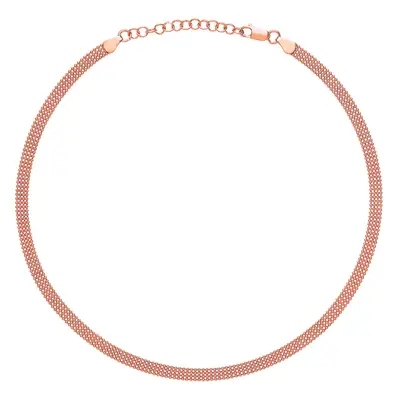 Jewelco London Ladies Rose Gold-Plated Sterling Silver Row Bead Cage Choker Collarette Necklace 