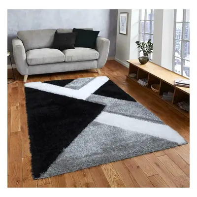 (Black-White, x cm) Modern Shaggy Hallway Runner Living Room NOVA Rugs