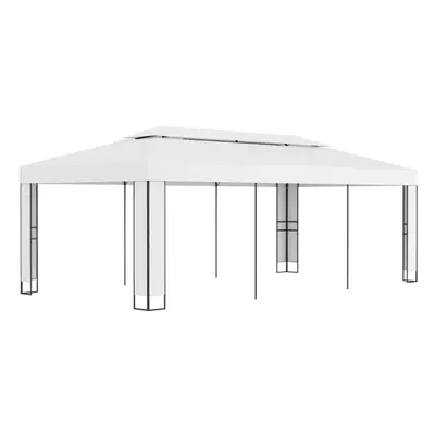 Garden Furniture Set Gazebo with Double Roof 3x6 m Cream