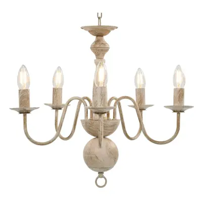 vidaXL Chandelier Antique White 5xE14 Bulbs Hanging Lamp Pendant Lighting