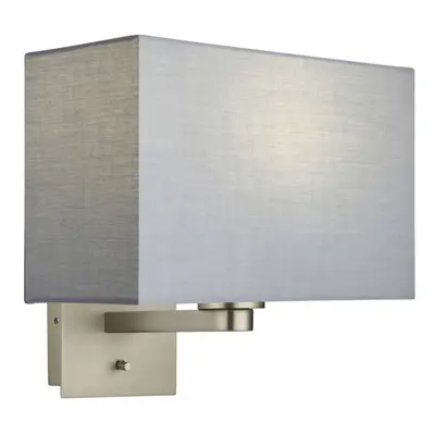 Wall Light & Shade Matt Nickel & Grey Fabric 60W E27 Living Room e10296