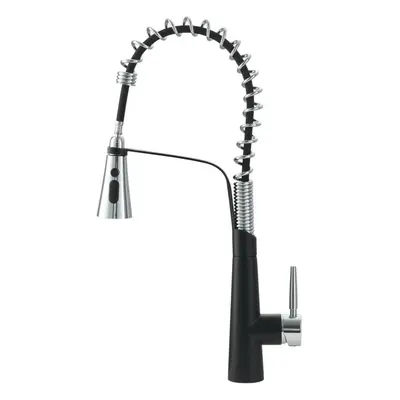 (Black+Chrome) Pre-rinse Pull Down Kitchen Faucet