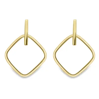 Jewelco London 9ct Yellow Gold Rhombus Square Cushion Drop Earrings - ERNR02582