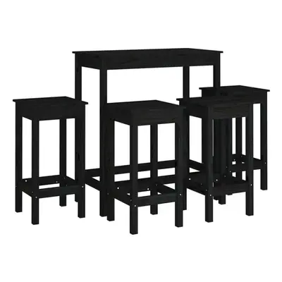 (Black) vidaXL Solid Wood Pine Bar Set Piece Wooden Kitchen Bistro Set Multi Colours