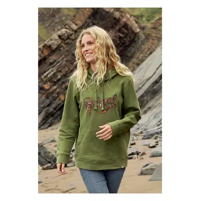 (6 UK, Khaki Green) Animal Womens/Ladies Maya Graphic Print Organic Hoodie