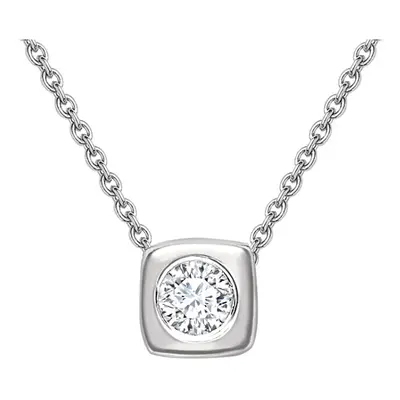 Jewelco London 18ct White Gold Diamond Solitaire Invisible Set Square Slider Pendant Necklace 0.