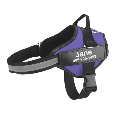 (Purple) Personalized Dog Harness Reflective Adjustable Pet Vest