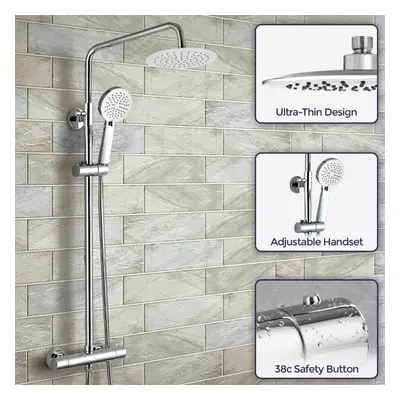 Lura Round Modern Exposed Thermostatic Dual Control Twin Shower Mixer Head