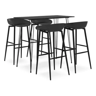 vidaXL Bar Set Piece Black Dining Room Kitchen Furniture Chair Stool Table