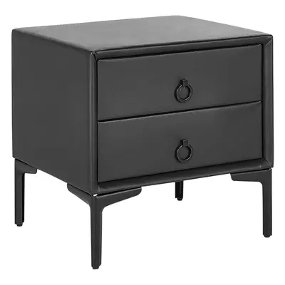 2 Drawer Bedside Table SEZANNE Faux Leather Black