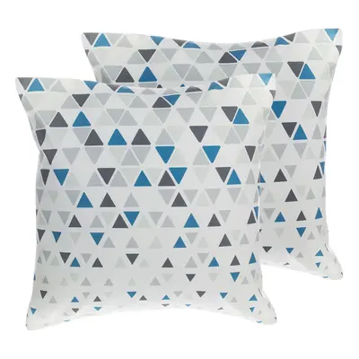 Set of Decorative Cushions CLEOME x cm White Grey Blue Geometric Pattern