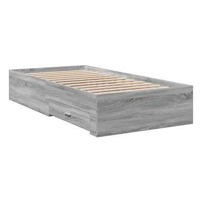 (grey sonoma, x cm) vidaXL Bed Frame with Drawers Bed Base Grey Sonoma 140x200 cm Engineered Woo