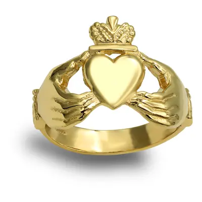 (N) Jewelco London Men's Solid 9ct Yellow Gold Claddagh (Chladaigh) Ring - JRN104