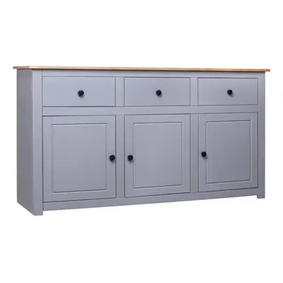 vidaXL Solid Wood Pine Sideboard Grey Drawers Doors Storage Chest Cabinet