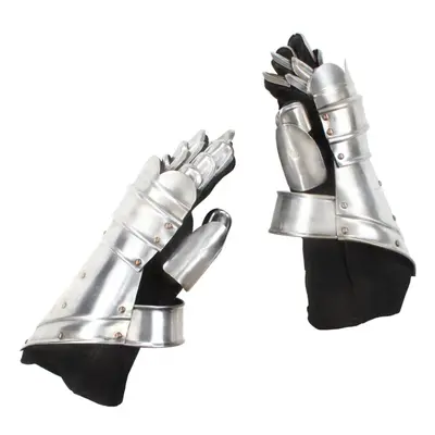 vidaXL Medieval Knight Gauntlets LARP Replica Silver Steel Collectables Weapon