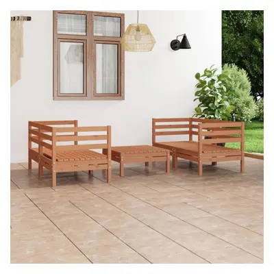 vidaXL Solid Pinewood Garden Lounge Set Piece Honey Brown Outdoor Seating