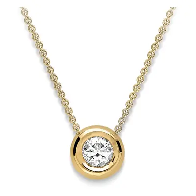 Jewelco London 18ct Yellow Gold Diamond Donut Bezel Slider Solitaire Necklace 0.9mm 18" 45cm 21p