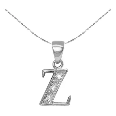 Jewelco London 9ct White Gold Pave Set Round H I2 0.02ct Diamond Identity Dainty Initial ID Char