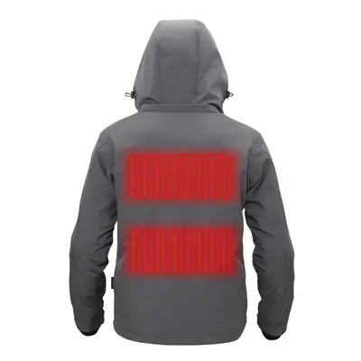 (Gray, Men) 7.4V 5-Heating Zones Electronic Heated Waterproof Fever Jacket Intelligent Hooded Wo