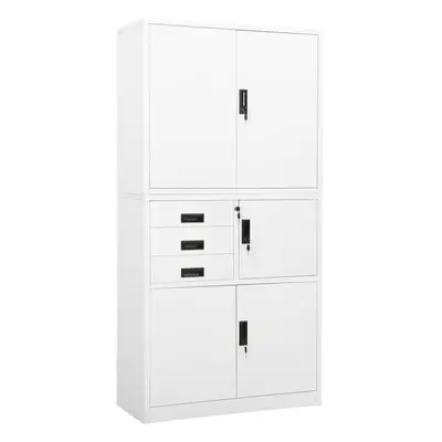 vidaXL Office Cabinet White Steel Home Furniture Filing File Storage Cabinet