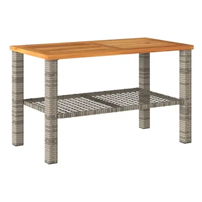 vidaXL Garden Table Outdoor Table Dining Table Grey Poly Rattan Acacia Wood