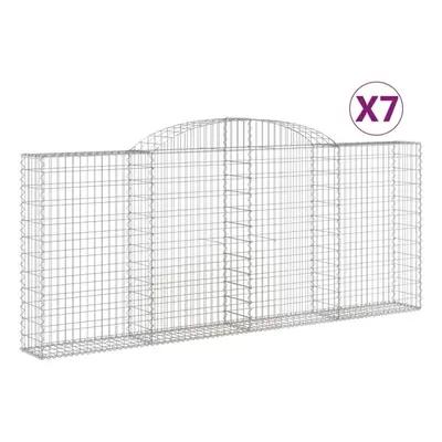 (300 x x 120/140 cm/7 pcs) vidaXL Arched Gabion Basket Stone Basket Gabion Retaining Wall Galvan