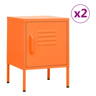 (orange, 2) vidaXL 1/2x Nightstand Steel Bedside Bed Side Storage Cabinet Multi Colours