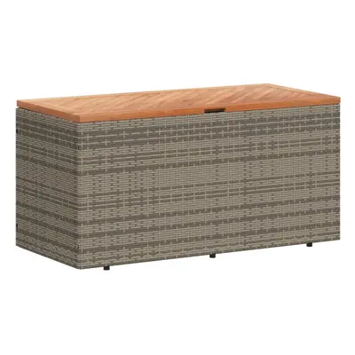 vidaXL Garden Storage Box Outdoor Storage Box Grey Poly Rattan Acacia Wood