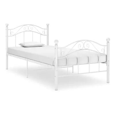 vidaXL Bed Frame White Metal 90x200 cm Home Bedroom Furniture Bed Base Unit