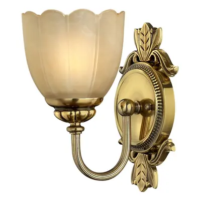 Wall Light Scalloped Marble Etched Amber Shade Burnished Brass LED G9 3.5W