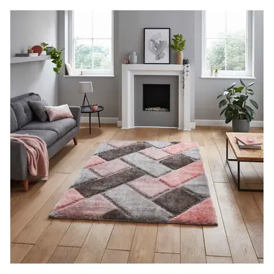 (Grey / Pink, x cm) Modern 3D Geometric Rugs Hand Carved Small Large Bedroom Living Room Rug Car