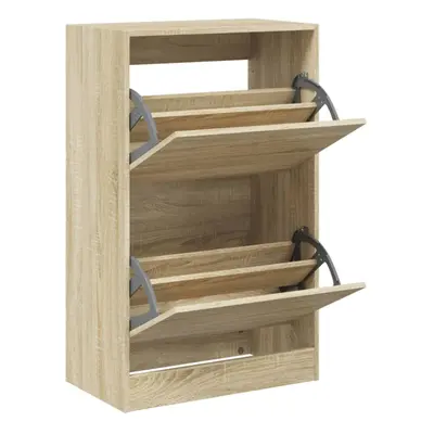 (sonoma oak, x x 96.5 cm) vidaXL Shoe Cabinet with Flip-Drawers Shoe Storage Shelf Shoe Rack Cup