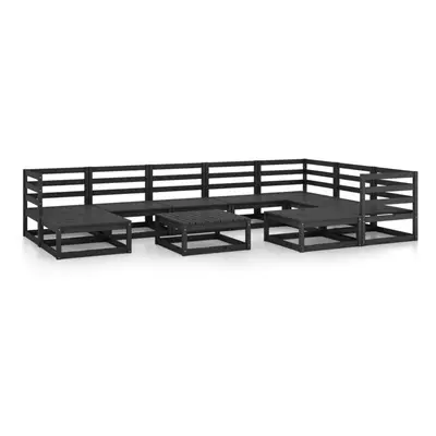 vidaXL Solid Pinewood Garden Lounge Set Piece Black Sofa Seating Outdoor