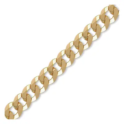 (7.5) Jewelco London Men's Solid 9ct Yellow Gold Flat Curb 13.2mm Gauge Chain Necklace