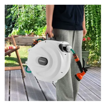 Garden Hose Reel Wall Mount Retractable Reel Lockable Water Hose Reel