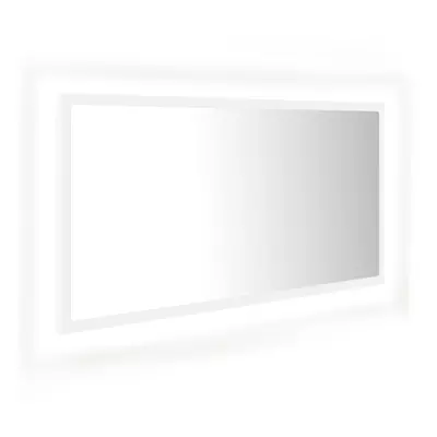 vidaXL LED Bathroom Mirror White 90x8.5x37 cm Acrylic Washroom Wall Mirror