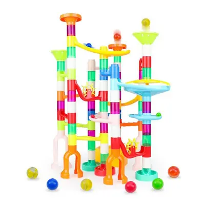 105 Pcs Colorful Transparent Plastic Creative Marble Run Coasters DIY Assembly Track Blocks Toy 